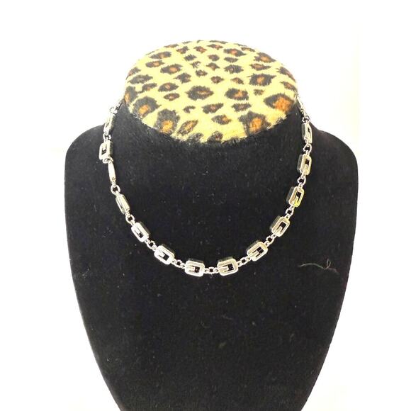 Vintage Givenchy Choker Necklace Silver GG Link Chain Designer Statement 13in - Picture 2 of 3